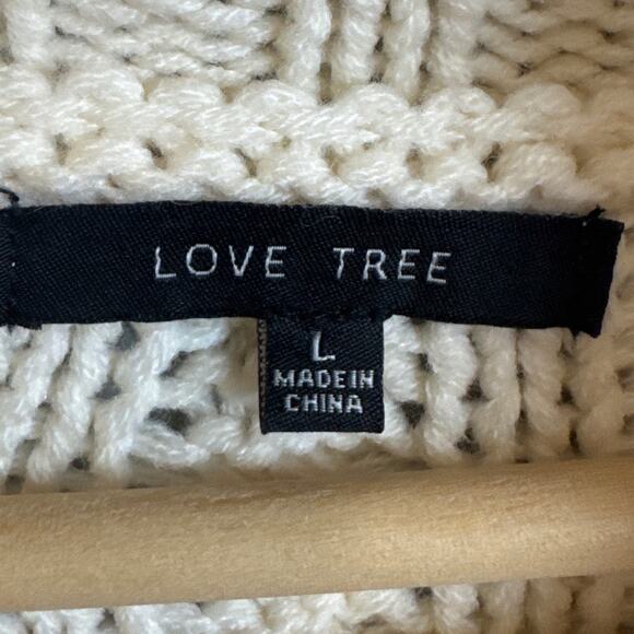 Love Tree Women's Cropped Cowl Neck Cable Knit Sweater Oversized Fit Cream L - Picture 7 of 9